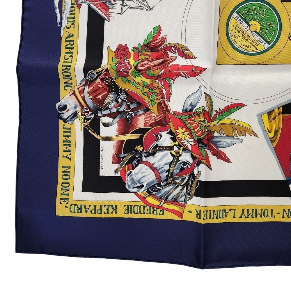 HERMÈS silk scarf with box New-Orleans Creole Jazz by Loïc Dubigeon square 35" - Picture 9 of 16